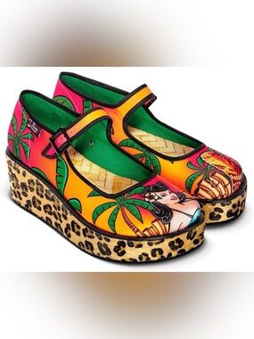 Hot Chocolate Design Chocolaticas Tiki Mary Jane Platform Shoes Women’s Size 9